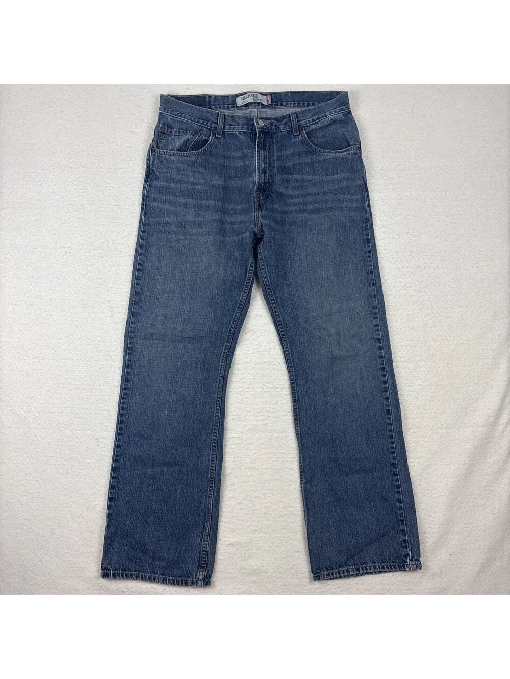 Vintage Levi's 557 Jeans Mens 34x32 Blue Relaxed Boot Denim Y2K Whiskers Faded